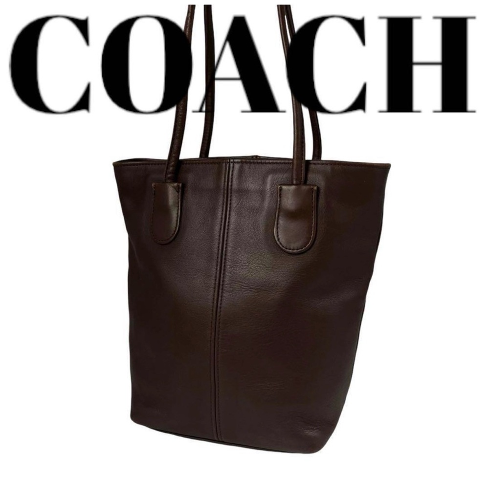 Vintage Coach Brown Leather Small Lunch Tote Handbag Bag Shoulder Purse